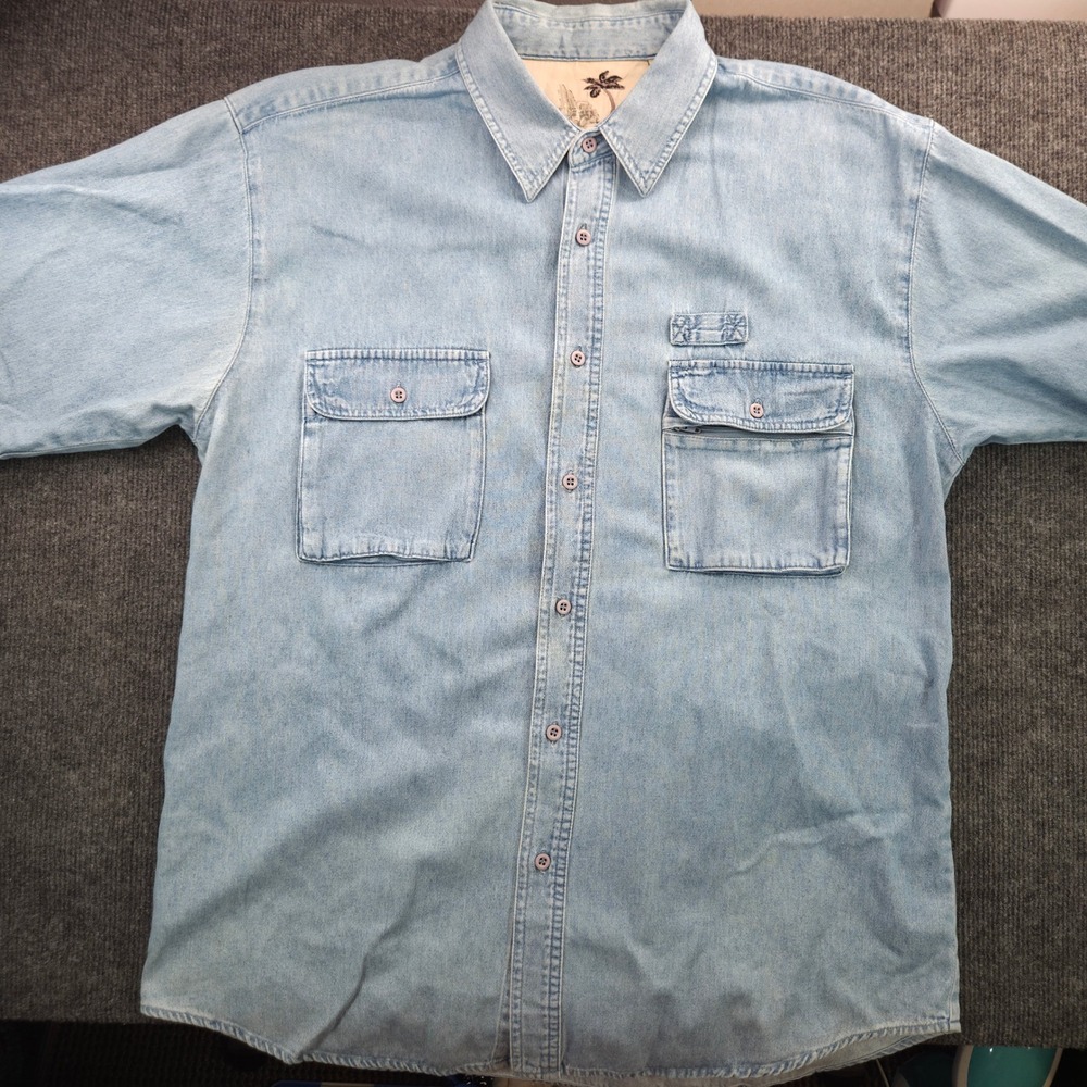 Bugle Boy Mens Large Blue Cotton Denim Shirt SS Relaxed Fit Vintage Y2K
